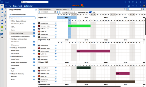 Gruppenkalender - Screenshot der Jahresansicht