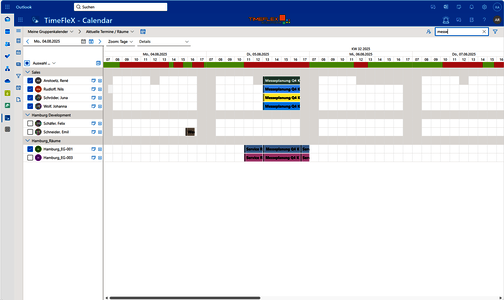 Gruppenkalender - Screenshot Scheduler Ansicht mit Filter